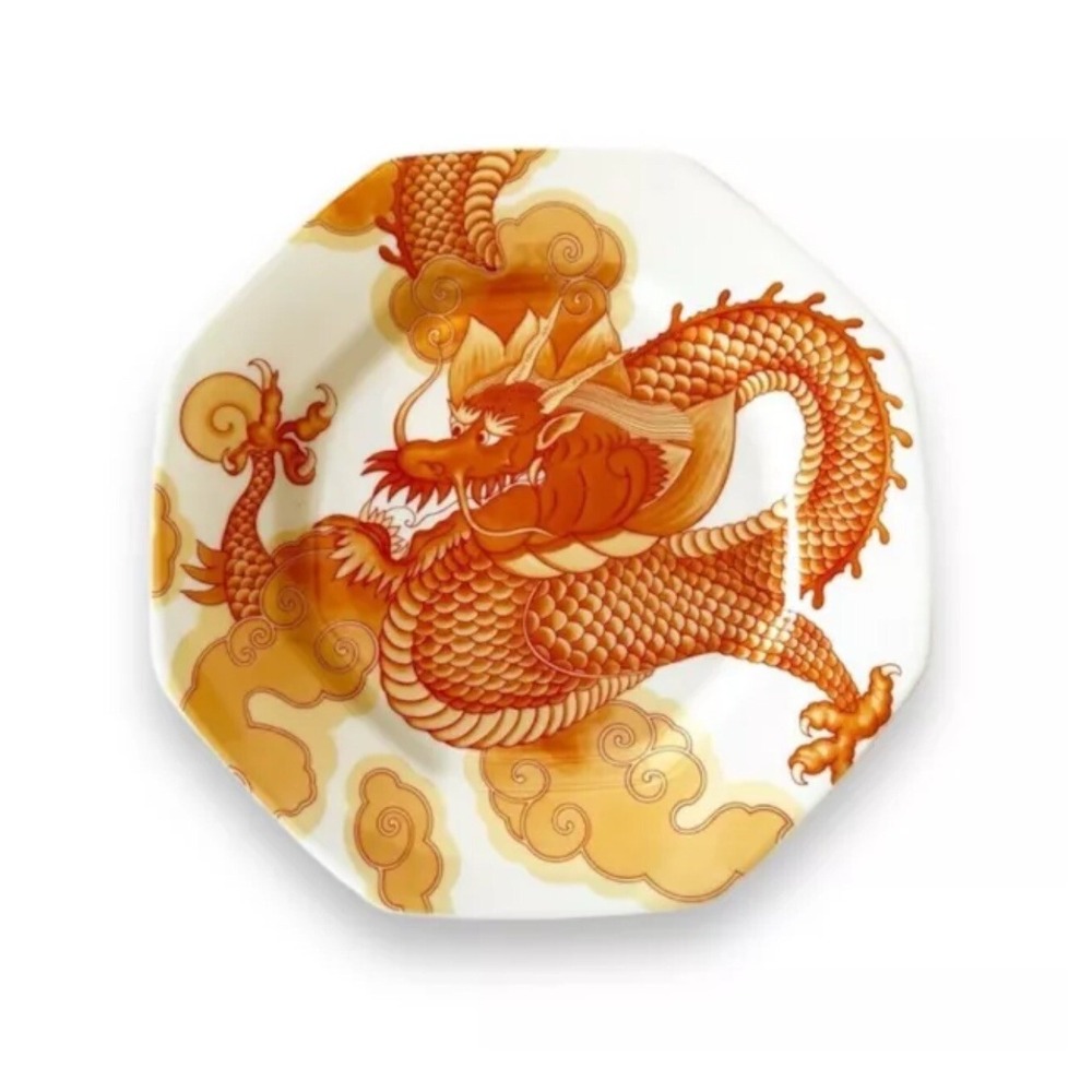 Mikasa Bone China Mythology Terracotta Dragon 9" Octagonal Plate Japan A7219 VTG